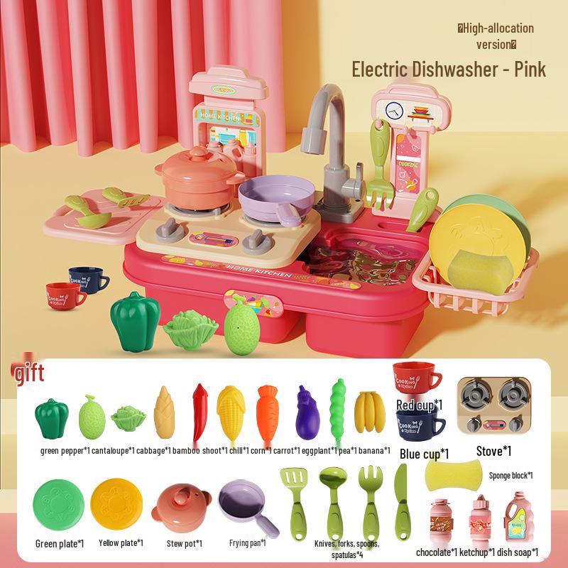 Children's Kitchen Sink Playset with Electric Water Circulation