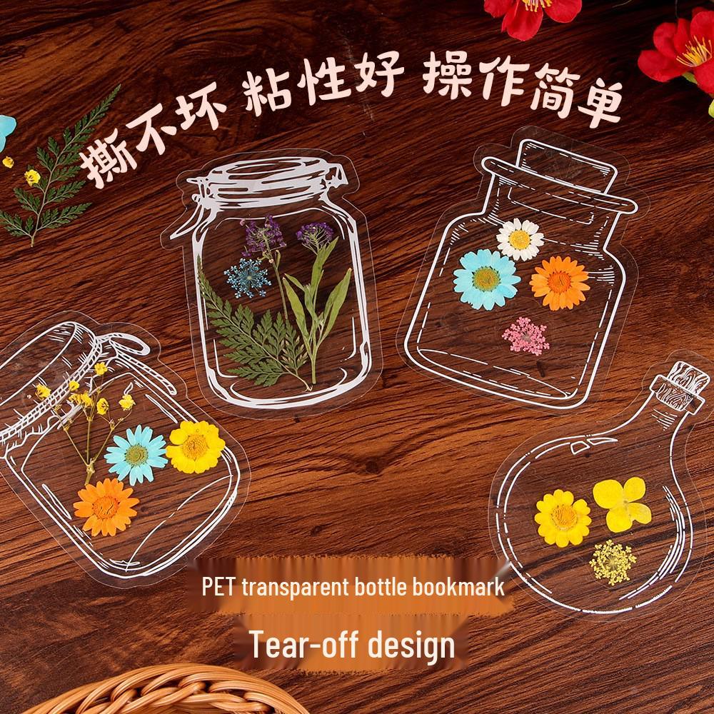 DIY Dried Flower Bookmark Stickers - Handmade Transparent Plant Specimen Material Pack