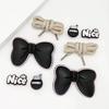 Fashion Cute Love Shoe Charms Accessories  Black Bow Lace-up Shoe Decoration Black Flower Letters Clogs Pin for Women Grils Gift