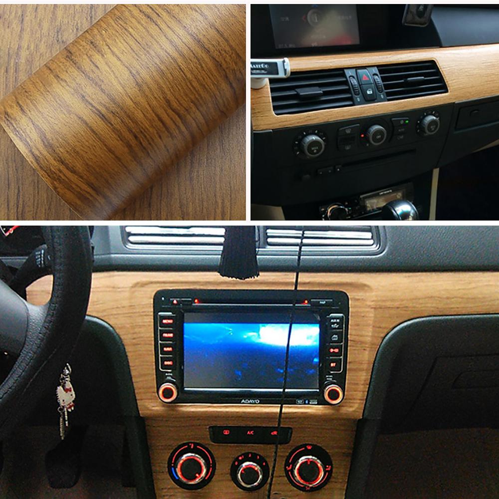 50*200/600cm Premium Wood Grain Vinyl Wrap Film Car Stickers and Decals Auto Interior PVC Film with Air Bubble Free Accessories