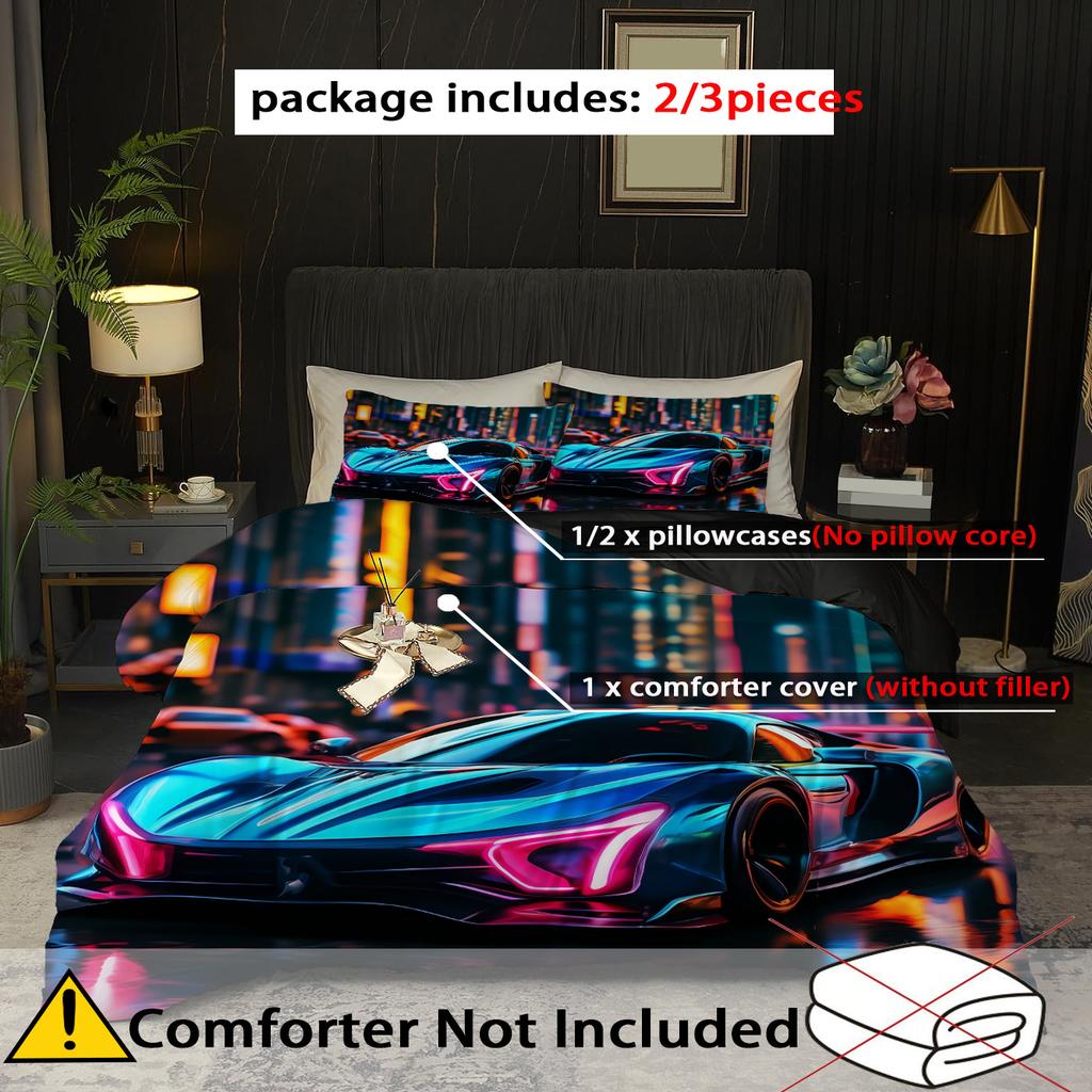 Home Textiles Polyester Duvet Cover Cool Colorful Sports Car 3D Cartoon Printed Quilt Cover Luxury High Quality Soft Bedding Set