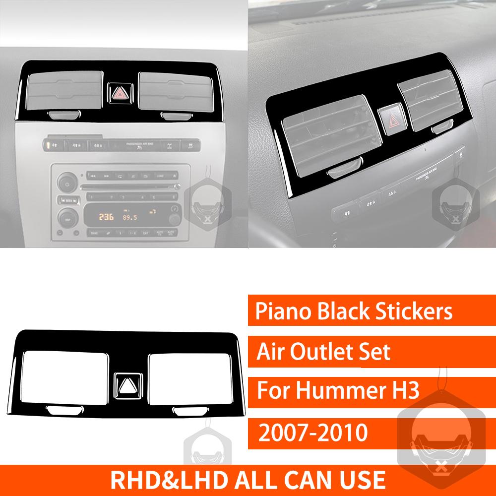 For Hummer H3 2007-2010 Piano Black Stickers Center Console Dashboard Air Outlet Set Car Accessories Interior Decorative Sticker
