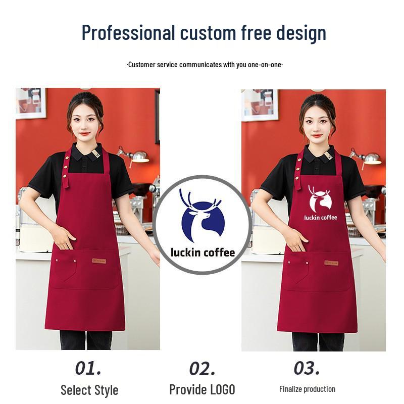 In-Stock Waterproof Embroidered Logo Apron for Catering & Restaurant Staff