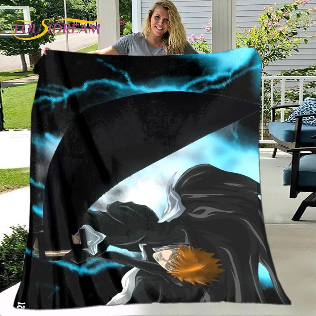 Bleach Japan Anime Cartoon Weiche Plüschdecke, Flanelldecke, Überwurf, Decke für Wohnzimmer, Schlafzimmer, Bett, Sofa, Picknick, Abdeckung für Kinder