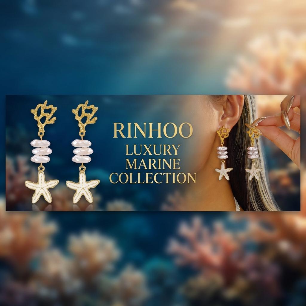 Gold Color Coral Starfish Dangle Earrings for Women Trendy White Enamel Lustrous Imitation Pearl Drop Studs Pretty Beach Jewelry