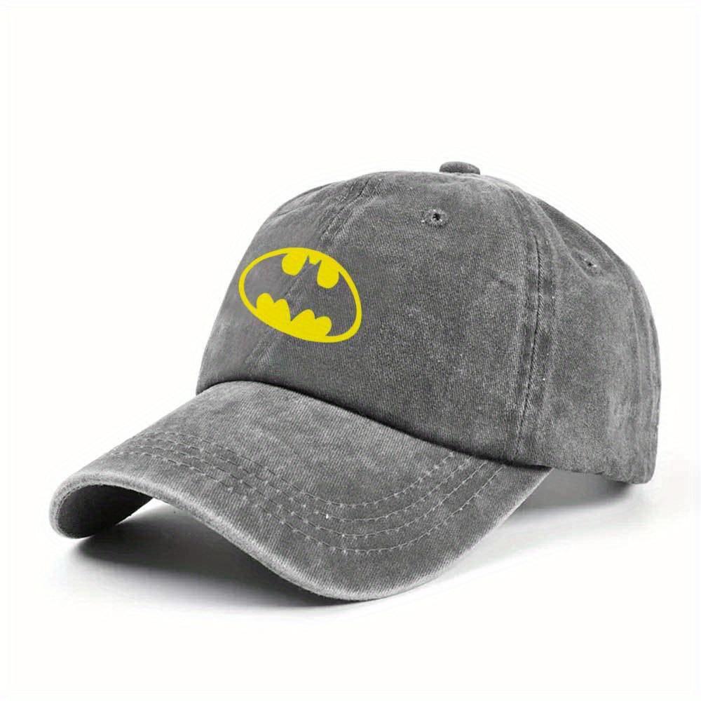 D Flat Pc Cartoon Print BatUnisex Vintage Washed Baseball Cap Soft Distressed Style for Unisex Women Machine Washable Casual