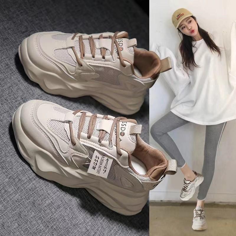 Color Matching Retro Dad Shoes Women's Versatile Platform Leisure Sports Show Feet Small Student Shoes Spot