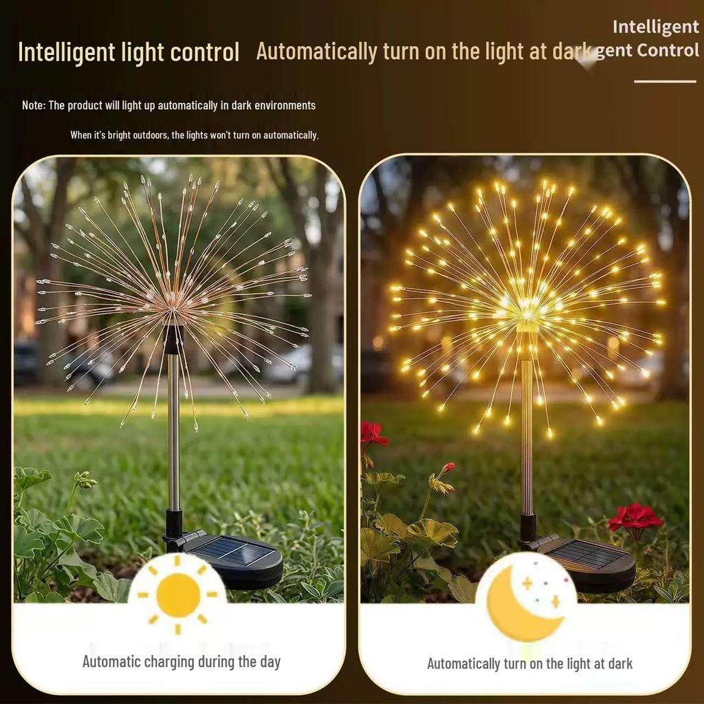 Waterproof LED Solar Firework Lights - Colorful Copper Wire for Outdoor Camping & Festival Decoration