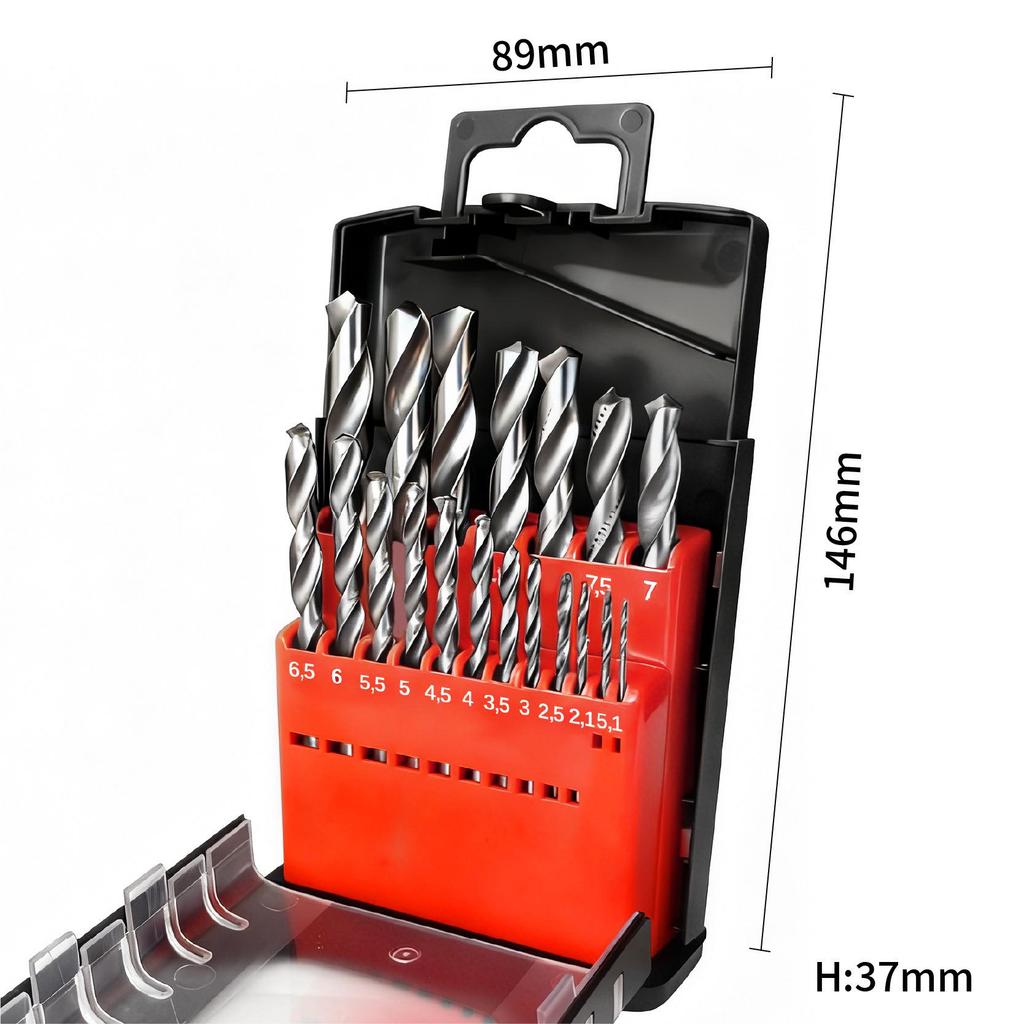 Black and Gold Dual-Color Hand Drill Bits Set with Spiral Chip Slot for Metal Drilling