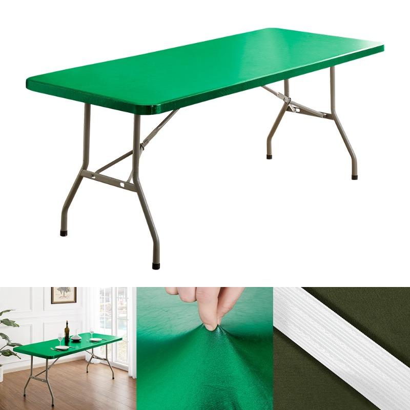 

6FT Elastic Abrasion-Resistant Rectangular Tablecloth Solid Color Waterproof Dining Table Cover Hotel Restaurant Wedding Decor 6FT-183x75x5cm