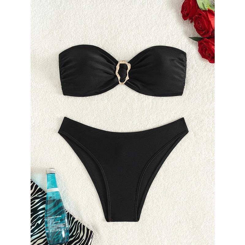 Sexy Cut-Out Bikini Set - Trendy Swimwear for Beach Goddesses Stunning Strapless Bikini Top Two-Piece Swimwear for Women