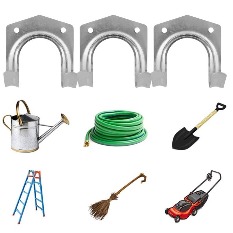 Garden Tool Hook for Shed and Garage Storage Sturdy Carbon Steel Hangers with Mounting Screws for Various Tool
