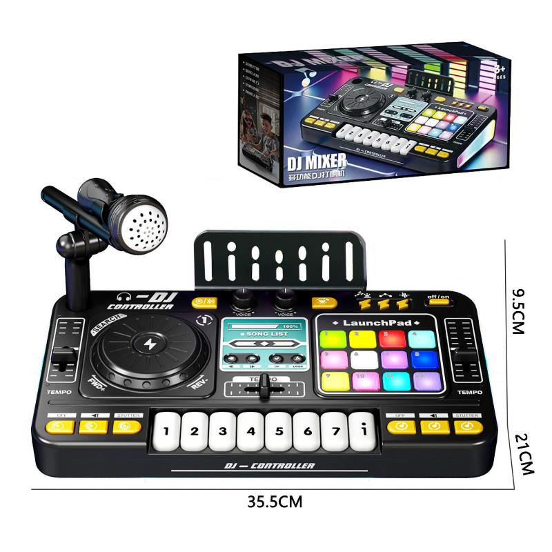 Children Musical DJ Mixer with Microphone Light Bluetooth DJ Turntable Educational DJ Console Junior Music Toy Kids Gifts