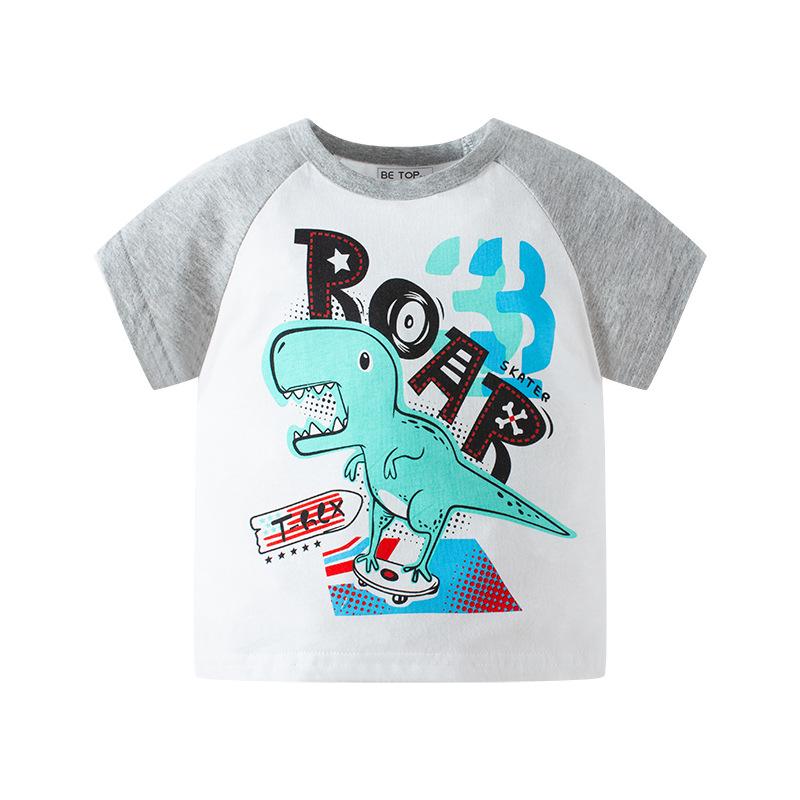 Children's Summer Cartoon Cotton Knitwear - Boys' Short Sleeve Round Neck