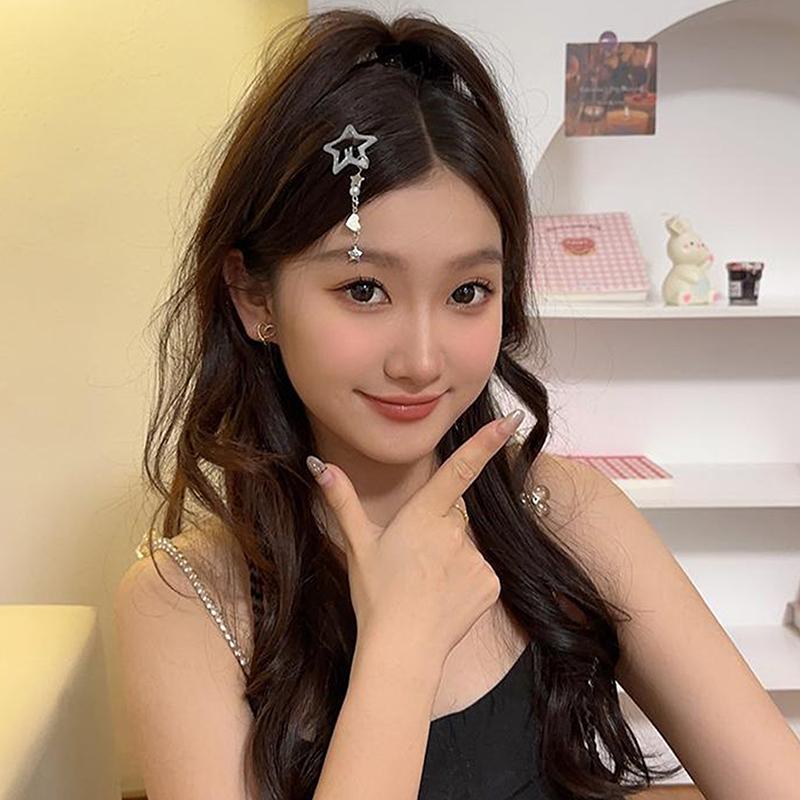 Sweet Cute Star Fringe Pendent Hair Clip Hairpin Colorful Pentagram Bb Clips Barrettes For Girls Dopamine Y2K Hair Accessories