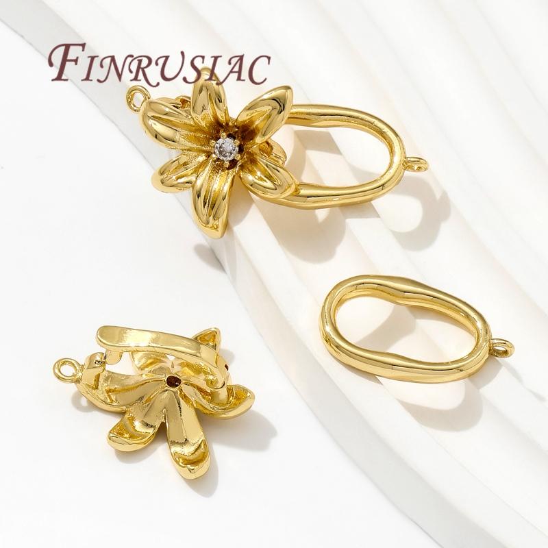 Connectors For Jewelry 18K Gold Plated Fasteners For Bracelets Flowers Shape Clasps Accessories For DIY Needlework Pearls Beads