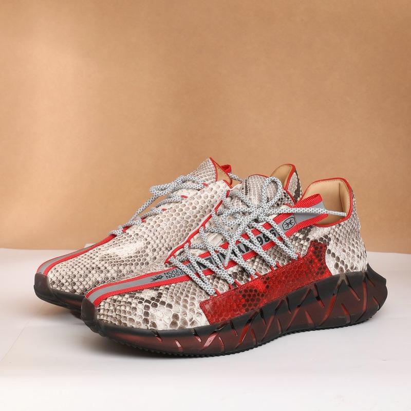 

Весенняя новая мужская спортивная повседневная обувь из кожи питона, нескользящая мужская обувь из натуральной кожи, кроссовки из змеиной кожи для отдыха, дизайнерские мужские кроссовки