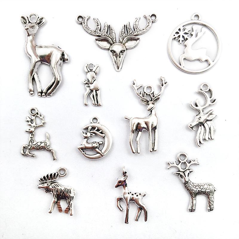 DIY Christmas Retro Zinc Alloy Stag Head Antler Pendant Charm - Jewelry Accessories