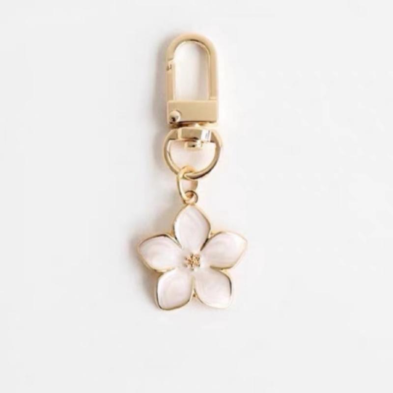 White Pear Blossom Keychain Cute Accessories Keychain Couple Matching Keyrings Pendant Wholesale Items For Boutique 1pcs