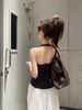 Spicy Girl Niche Twisted Halter Crop Top: Backless, Pleated, Sleeveless, Trendy Design