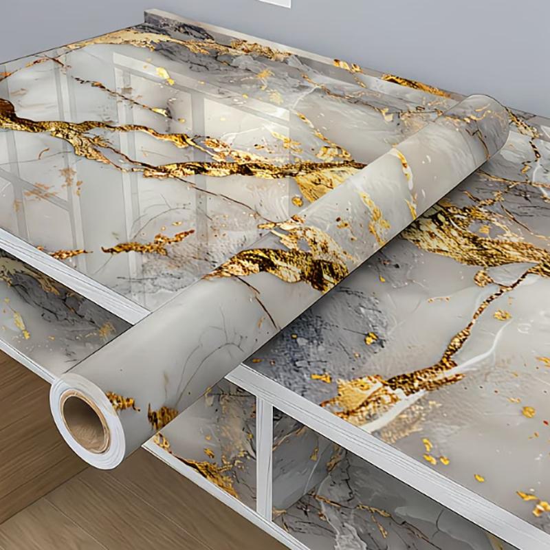 Convient Pour la Décoration de Cuisine Papier Peint Autocollant Motif Marbre Facile à Appliquer Imperméable Résistant à l'Huile et à la Chaleur.