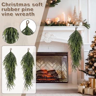 Simulerad Mjuklim Norfolk Nål Vägghängande Julgran Upp och Ner Vinranka Grön Växt Högtidsdekoration