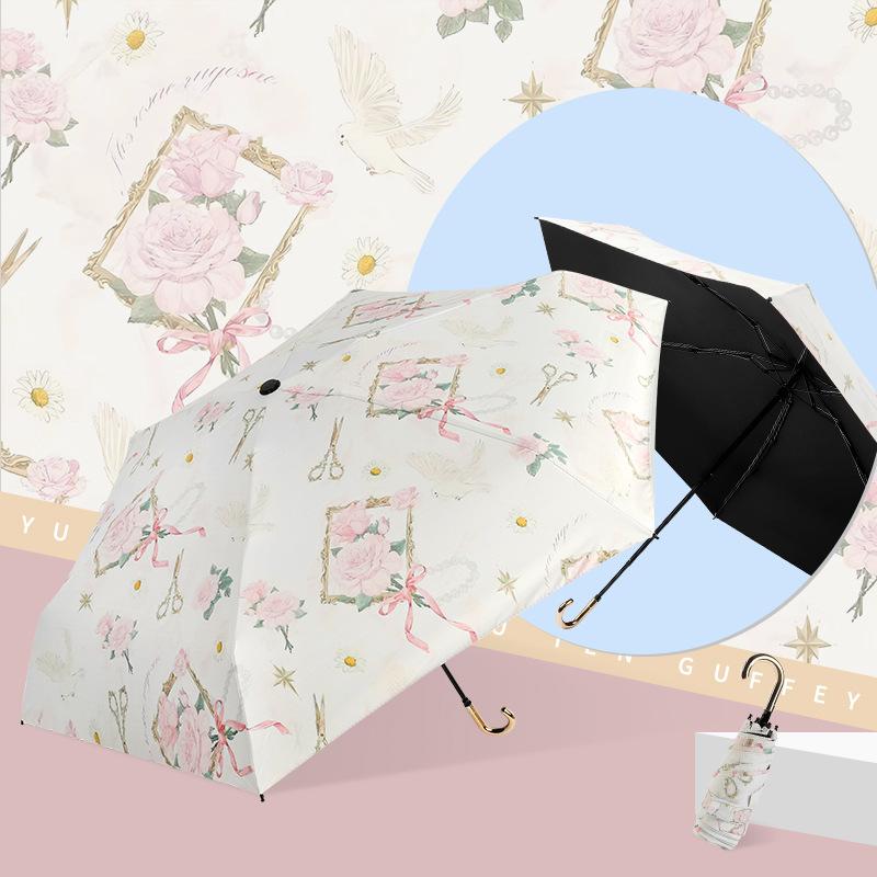 2025 50% off small gold hook digital vinyl sunscreen umbrella sun umbrella folding parasol