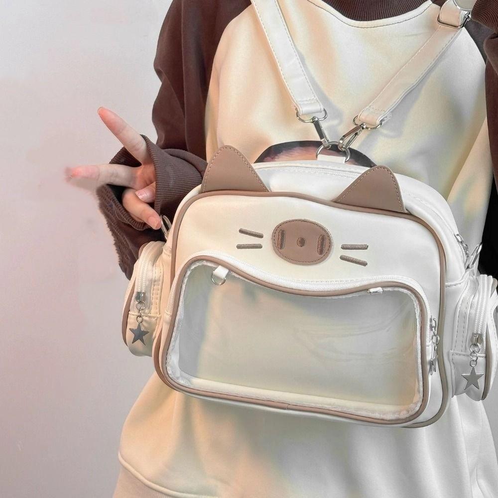 Preppy Style Cute Cat Itabag JK Kawaii Y2K Shoulder Bag Creative Transparent Pocket Bag  Outdoor