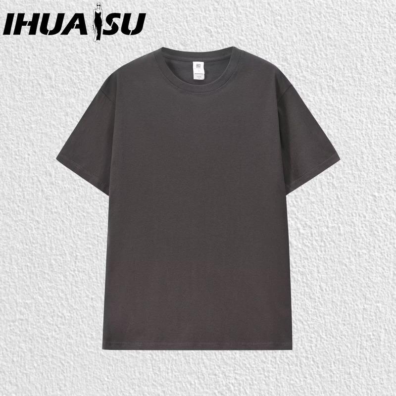 

Футболка с коротким рукавом IHUASU из хлопка, мужская модная свободная рубашка с коротким рукавом, напечатанная сострадательная рубашка XXXL темно серый