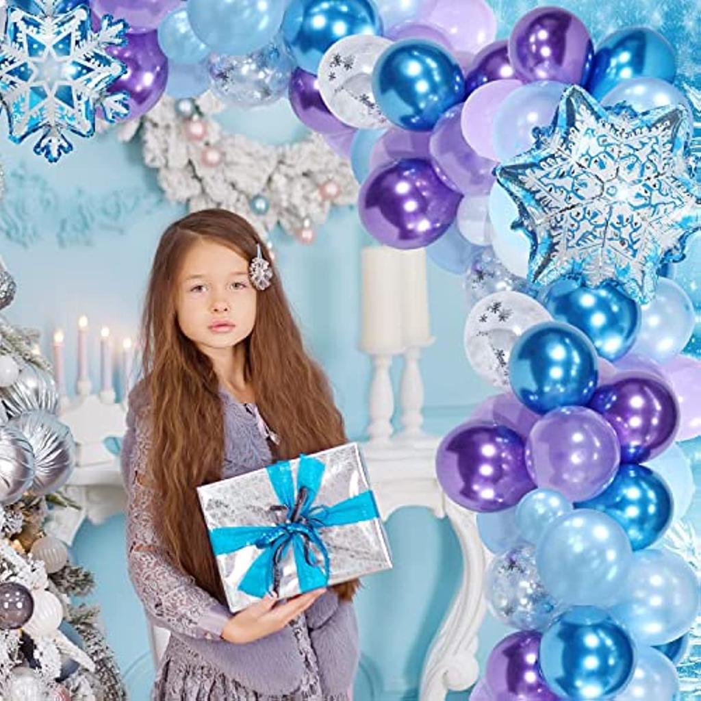 Ice And Snow Theme Balloon Package Snowflake Latex Aluminum Film Balloon Birthday Party Decoration Background Arrangement