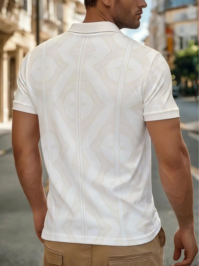 [Printed Design – Not Textured] Golf Men'S White Shirt, Lightweight And Breathable, Casual Wear Suitable for The Office, Restaurant, Or Home.