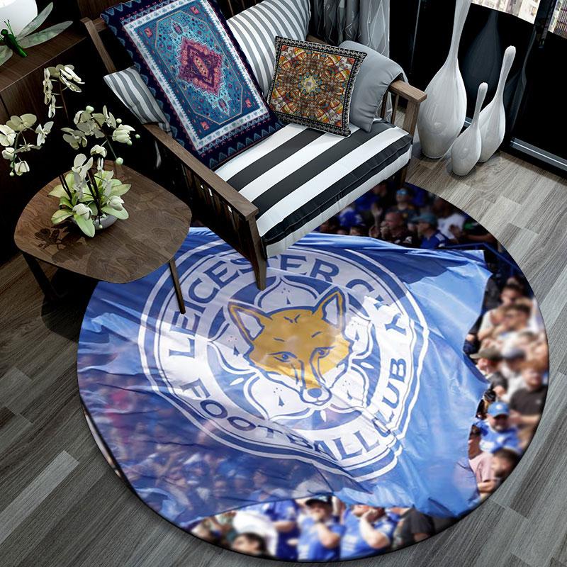 Tappeto Rotondo Stampato Leicester City, Tappeto Circolare Antiscivolo Lavabile per Soggiorno Camera da Letto Sala Giochi, Decorazione per Fan Sportivi, Regalo di Compleanno Festivo