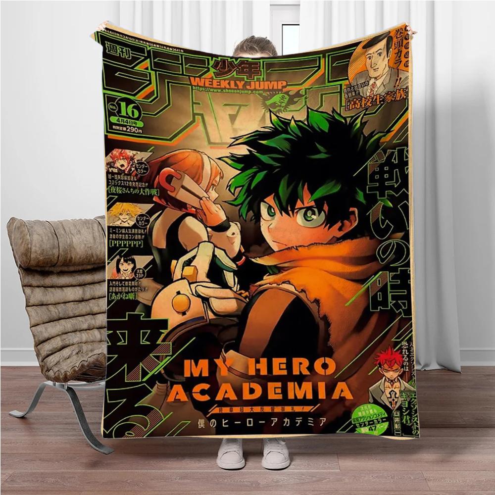 Vintage M-My-Hero-Academia 3D Printed Flannel Blanket Living Room Sofa Bed Camping Picnic Warm Blanket Holiday Gifts