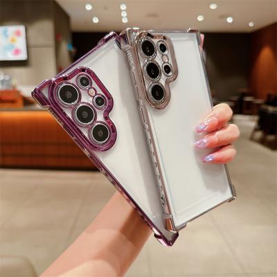 Anti-knock Plating TPU Case for Samsung Galaxy S24 Ultra S23 FE A55 A35 A25 A15 A54 A34 Case Transparent Phone Cover for iPhone 15 Pro Max 14 Plus 13