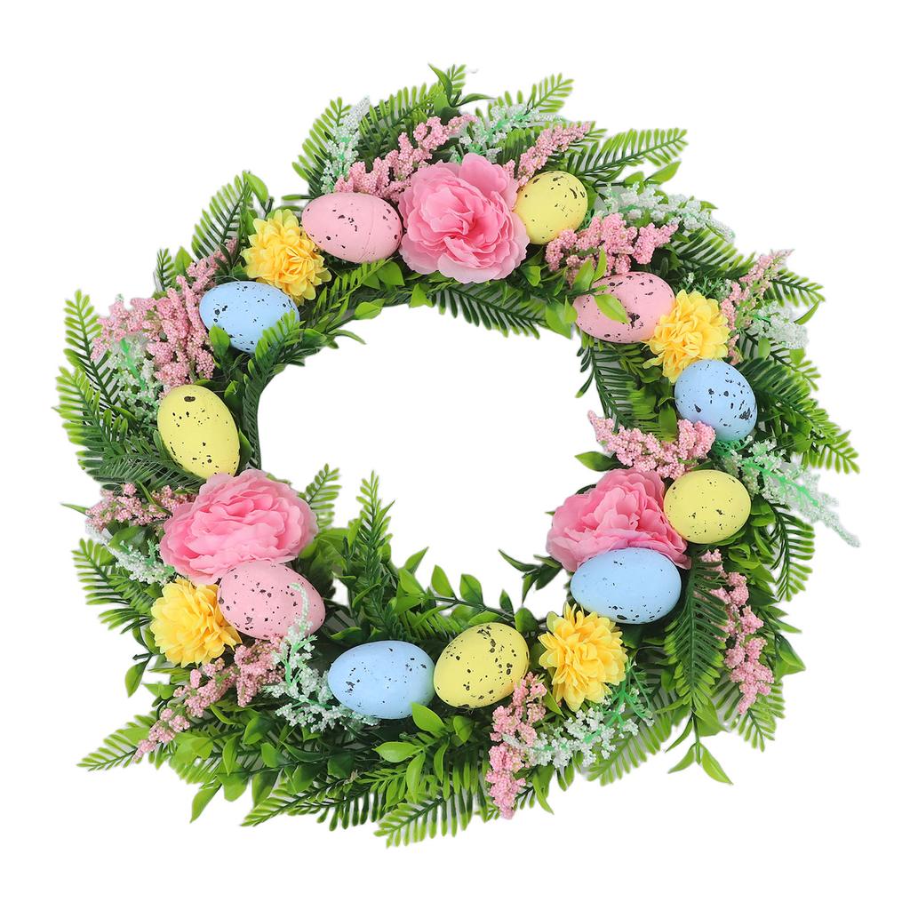 1pc 20 Inches Easter Wreath Easter Egg Wreath Pendant Easter Decoration Home Wall Window Door Hanging Party Holiday DIY