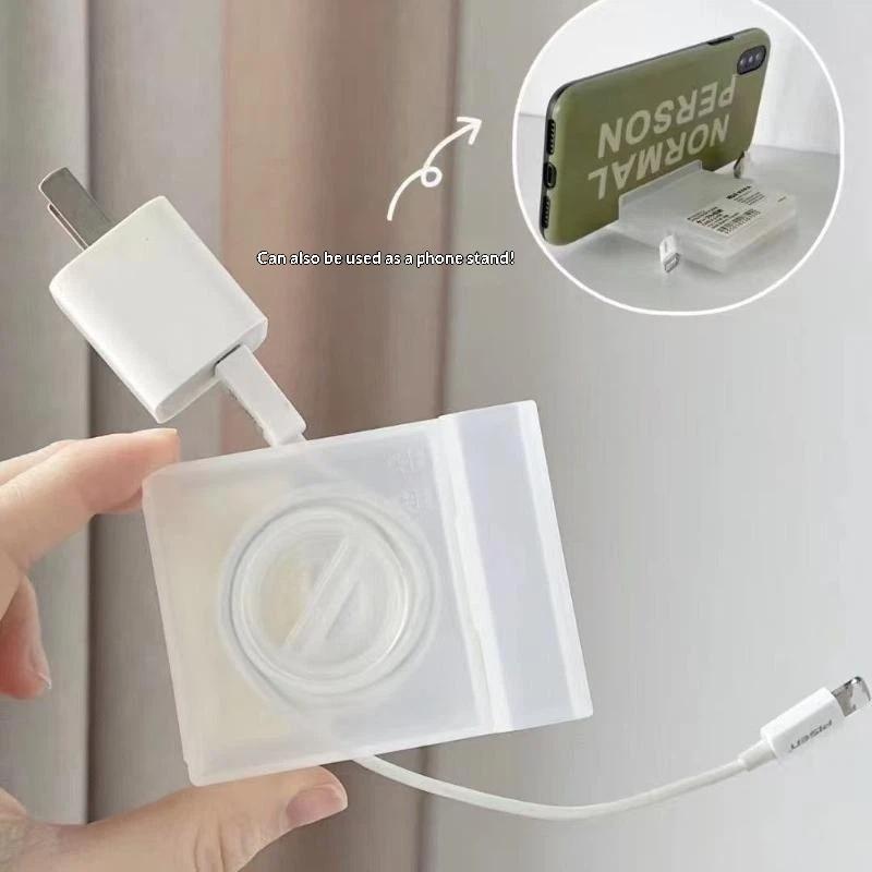 Rotatable Cable Winder Box Portable Round Usb Data Cord Cable Organizer Headphone Charging Line Management Storage Box