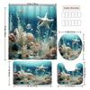 Enchanting Underwater Coral Reef Bathroom Set - Waterproof Shower Curtain, Toilet Lid Cover, Bath Mat, and Contour Mat