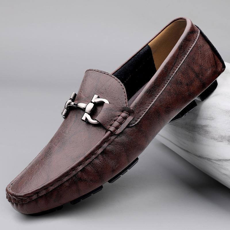 Men s Cross-Border Casual Slip-On Leather Driving Shoes - Versatile & Large Size 47