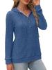 2025 Autumn/Winter Women's Solid Color Ribbed Knit Hoodie Sweater