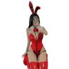 Bunny Girl Red Leather Stockings with Zipper Tail Sexy Cosplay Reverse Bunny Lingerie Rabbit Training Temptation Halloween Costume Cute Enamel Glossy