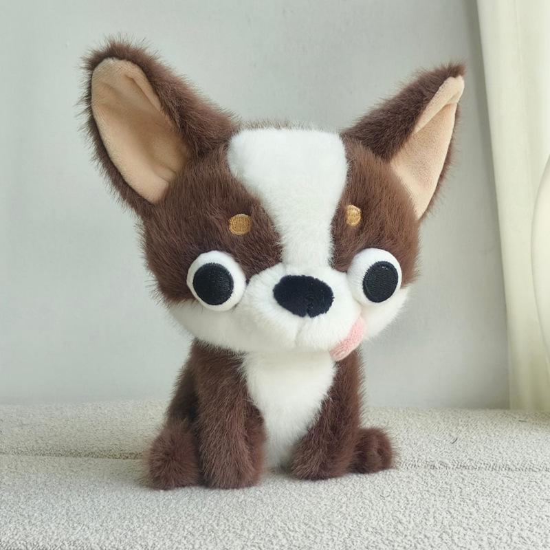 

Funny Chihuahua Plush Toy - Cute Sitting Pose Dog Figure, Cartoon Desk Companion, Gift for Girls 15cm коричневый/белый