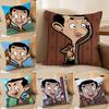 Funny Cartoon Characters Mr BeanForGrowth Cushion Cover Silky Elegant Comfort Sofa Bed Invisible Zipper Beach Pillowcase