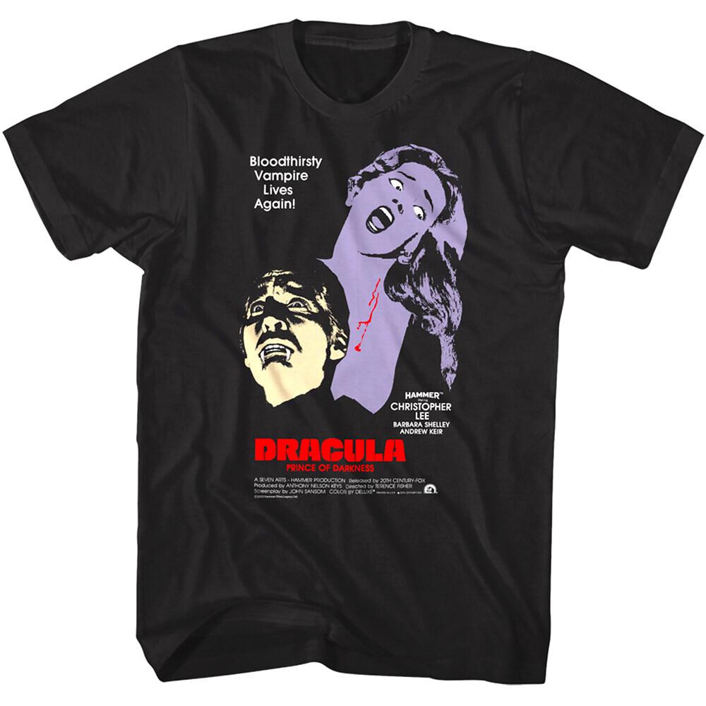 Dracula Bloodthirsty Vampire Lives Again Men T Shirt Prince of Darkness Bite S