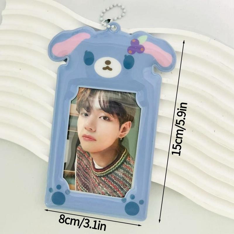 Cute Animal Photocard Holder K-Pop Idol Photo Card Sleeves With Keychain Id Badge Holder Card Protector Anime Game Peripheral Set