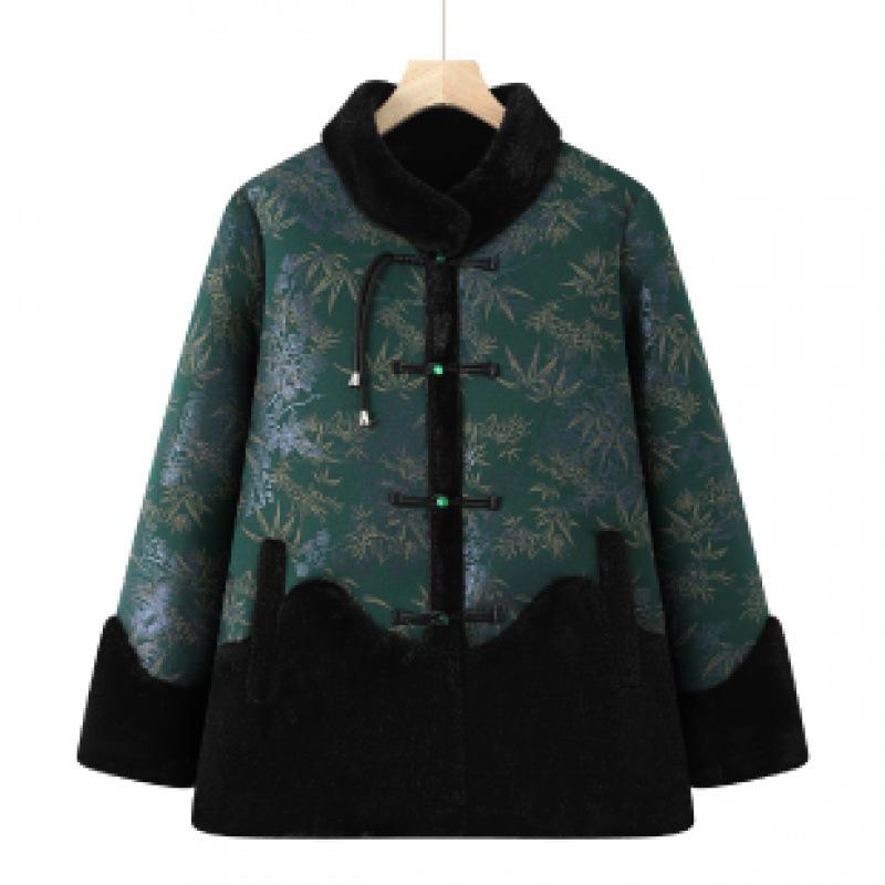 

Зимняя хлопковая одежда с флисом и утолщенным мехом, интегрированное пальто, теплая хлопковая одежда благородна 5XL [recommended 150-80kg] зелёный