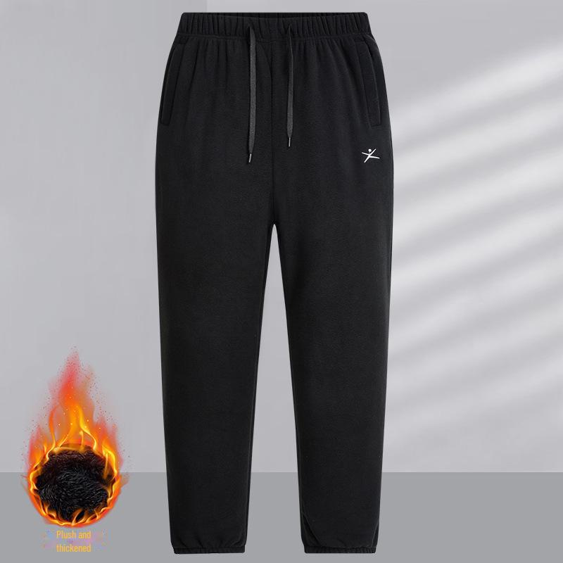 Pánské zesílené kalhoty z polárního fleecu - Hřejivé, granulovaná textura pro venkovní podzimní/zimní nošení