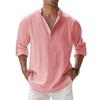 Men's Casual Loose Stand,up Collar Sweatshirt, Men's ,color Long,sleeved Cotton And Linen Shirt Top