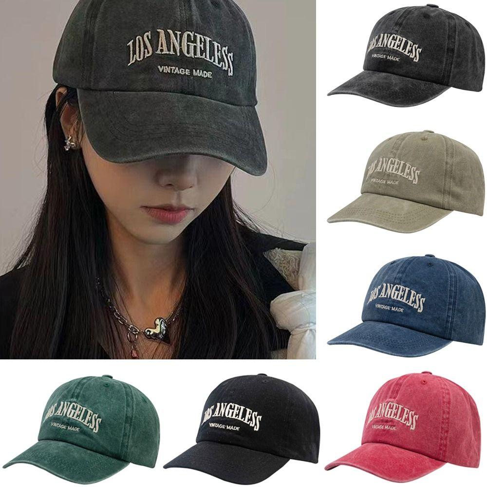 Cotton Soft Top Caps Letter Embroidery Casual Hat Sun Protection Peaked Caps  Men Women
