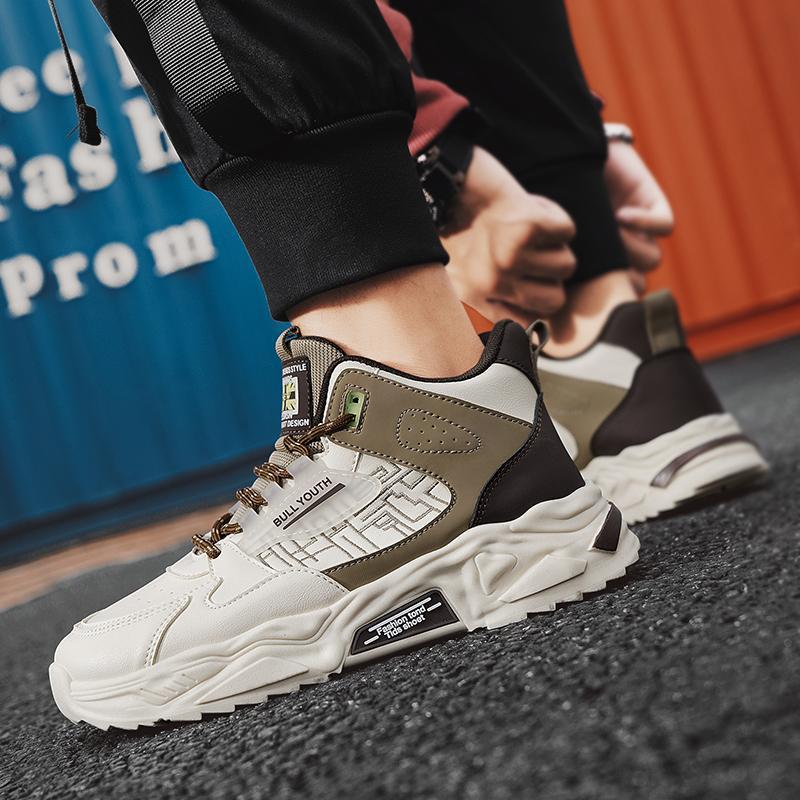 Spring and Autumn Leather High Top Martin Boots British Tooling Locomotive Shoes Versatile Casual Shoes Tide Shoes Outdoor Autumn and Winter Labor In