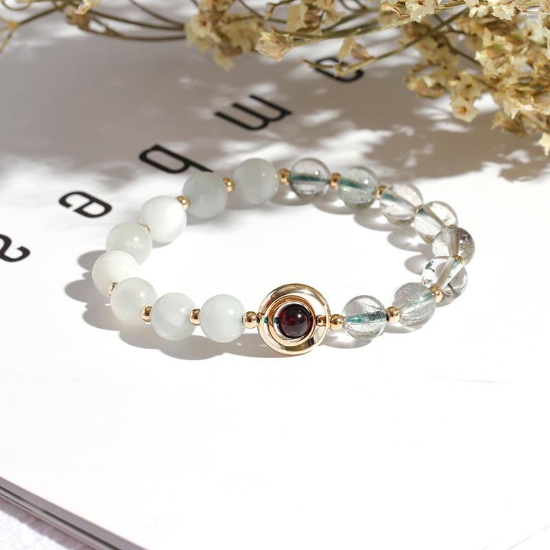 Natural Green Phantom Quartz Bracelet for Women, Fortune Bead Bracelet, Citrine Pixiu, Unique Design, Simple Crystal Bracelet
